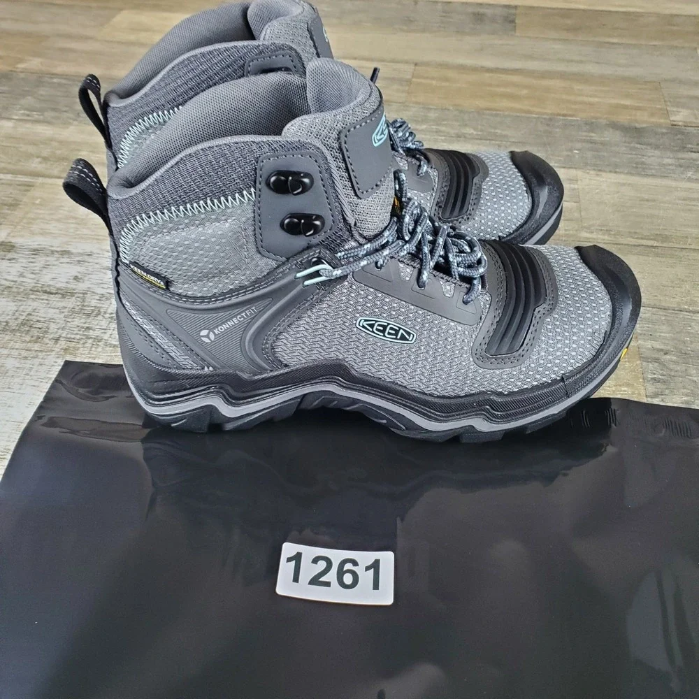 Keen Durand EVO Mid Womens Boots‎ Sz 8 Steel Gray Blue Waterproof Hiking Boots